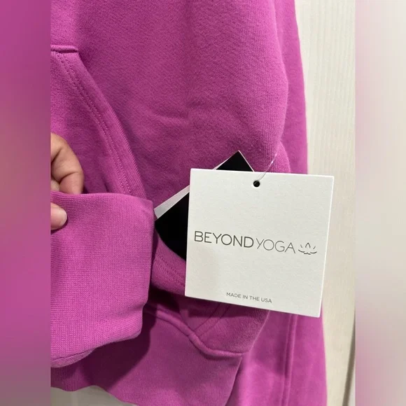 Beyond Yoga Women's Medium Cali Zip Up Hoodie Hooded Sweatshirt Purple Pink NWT - Picture 4 of 8